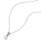 Clair de Lune Freshwater Pearl and CZ Sterling Silver Pendant Necklace