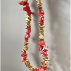 Oro Coral Semi-Precious 24ct Gold Vermeil Long Beaded Necklace