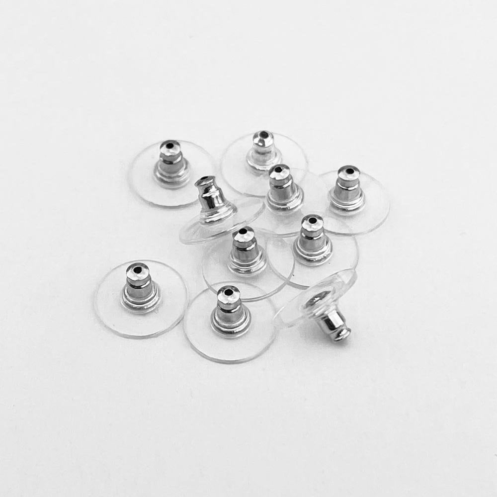 Silver Plated Disc Clutch Earring Backs (Pack of 5 Pairs)