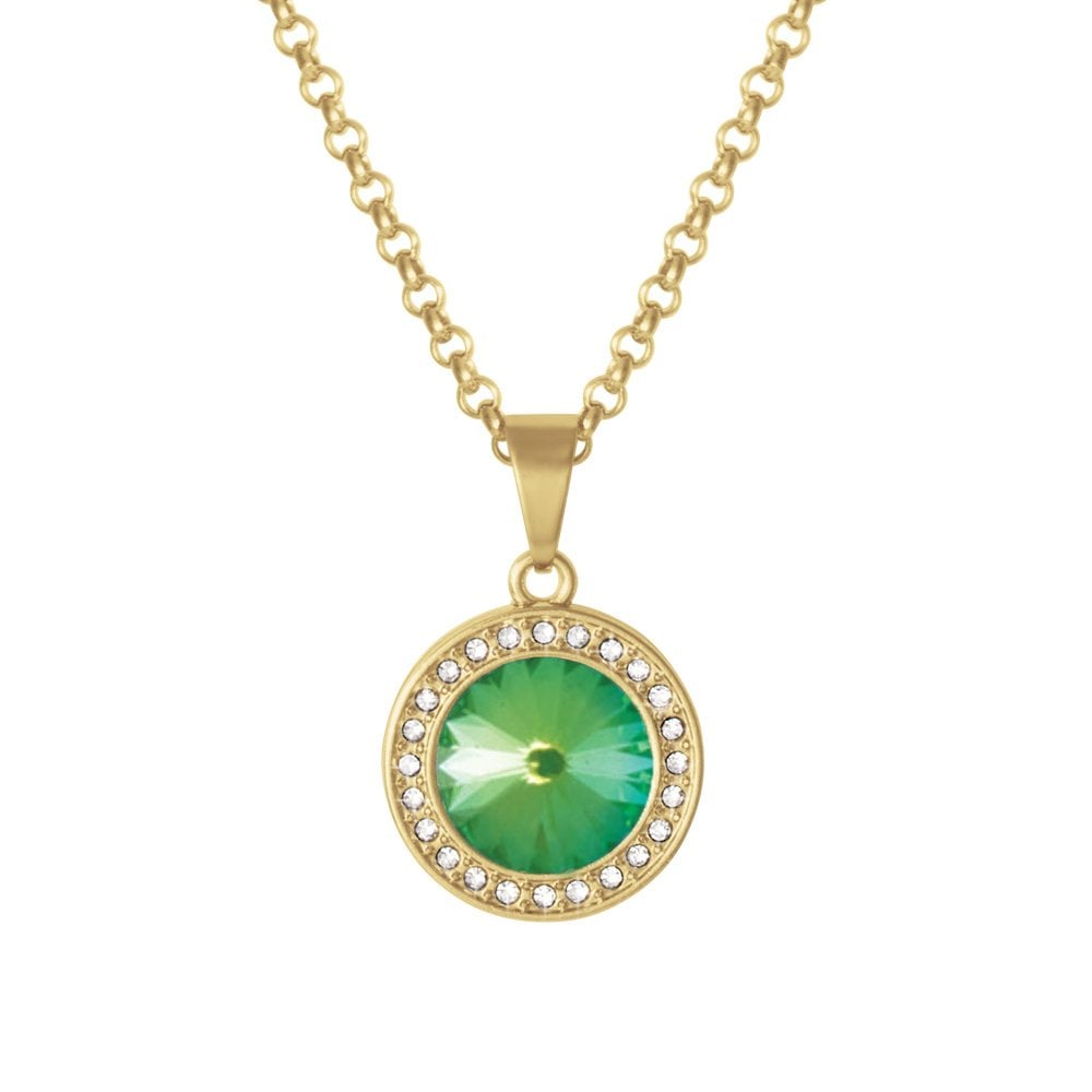 Viva Ultra Green AB Austrian Crystal Gold Tone Pendant