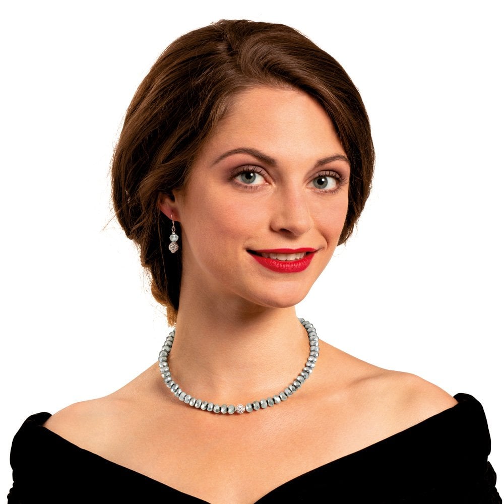 Majestic Platinum Crystal Statement Beaded Necklace