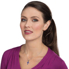 Petite Purple Paua Shell Silver Tone Cross Pendant