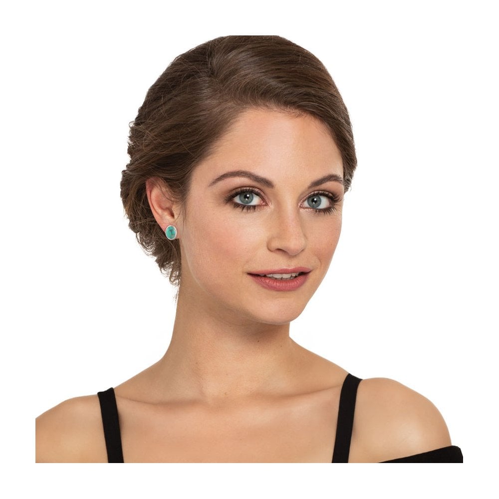 Minuet Sea Green Turquoise Silver Tone Stud Clip On Earrings