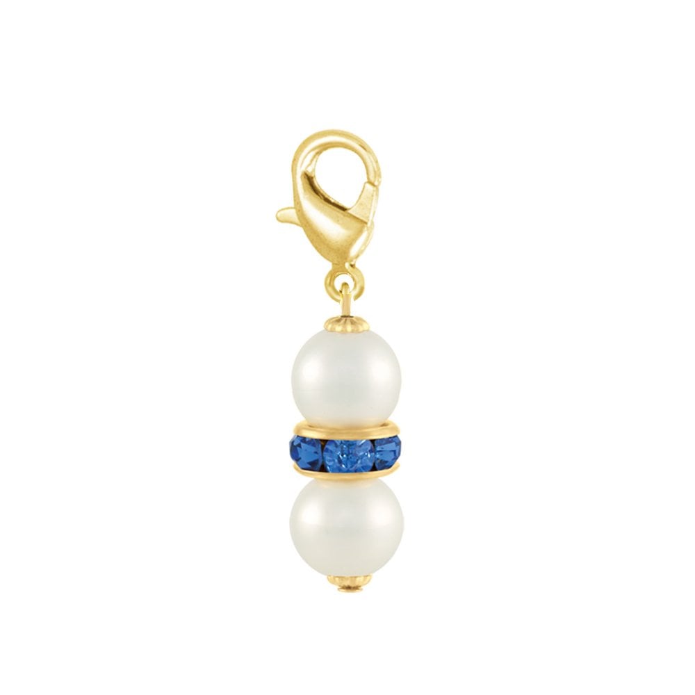 Kaleidoscope Lt Blue Crystal Shell Pearl Gold Tone Drop Clip On Charm