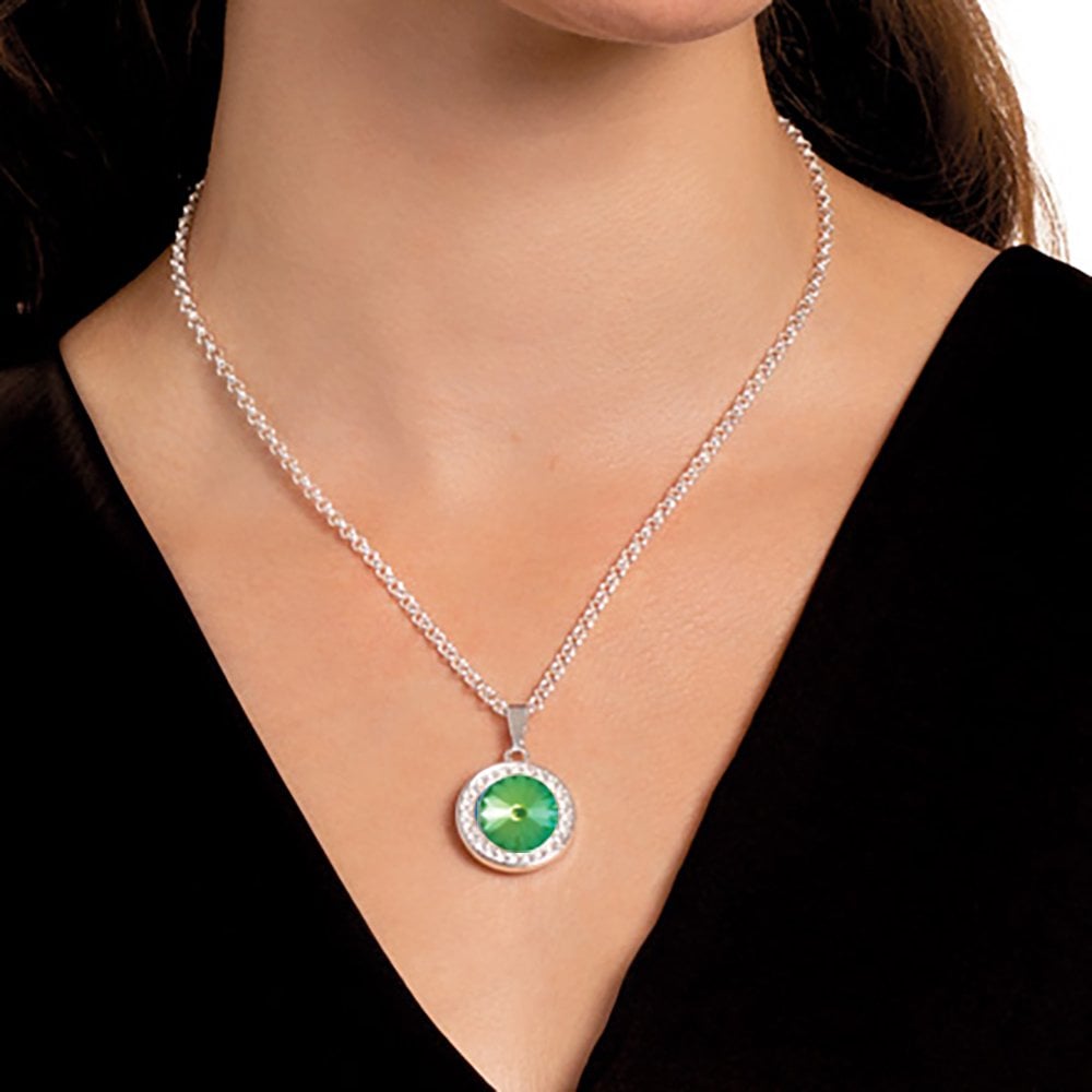 Viva Ultra Green AB Austrian Crystal Gold Tone Pendant