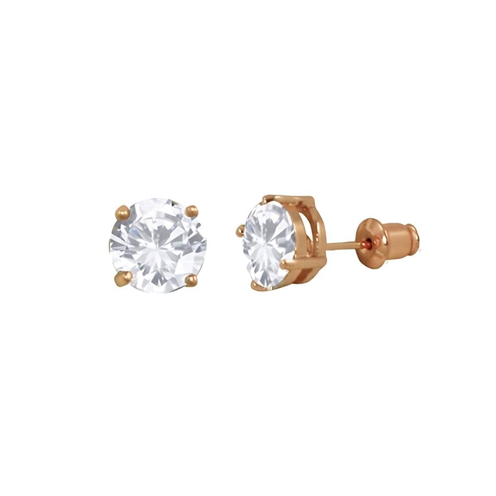 Luxe Cubic Zirconia and Rose Gold Tone Stud Pierced Earrings