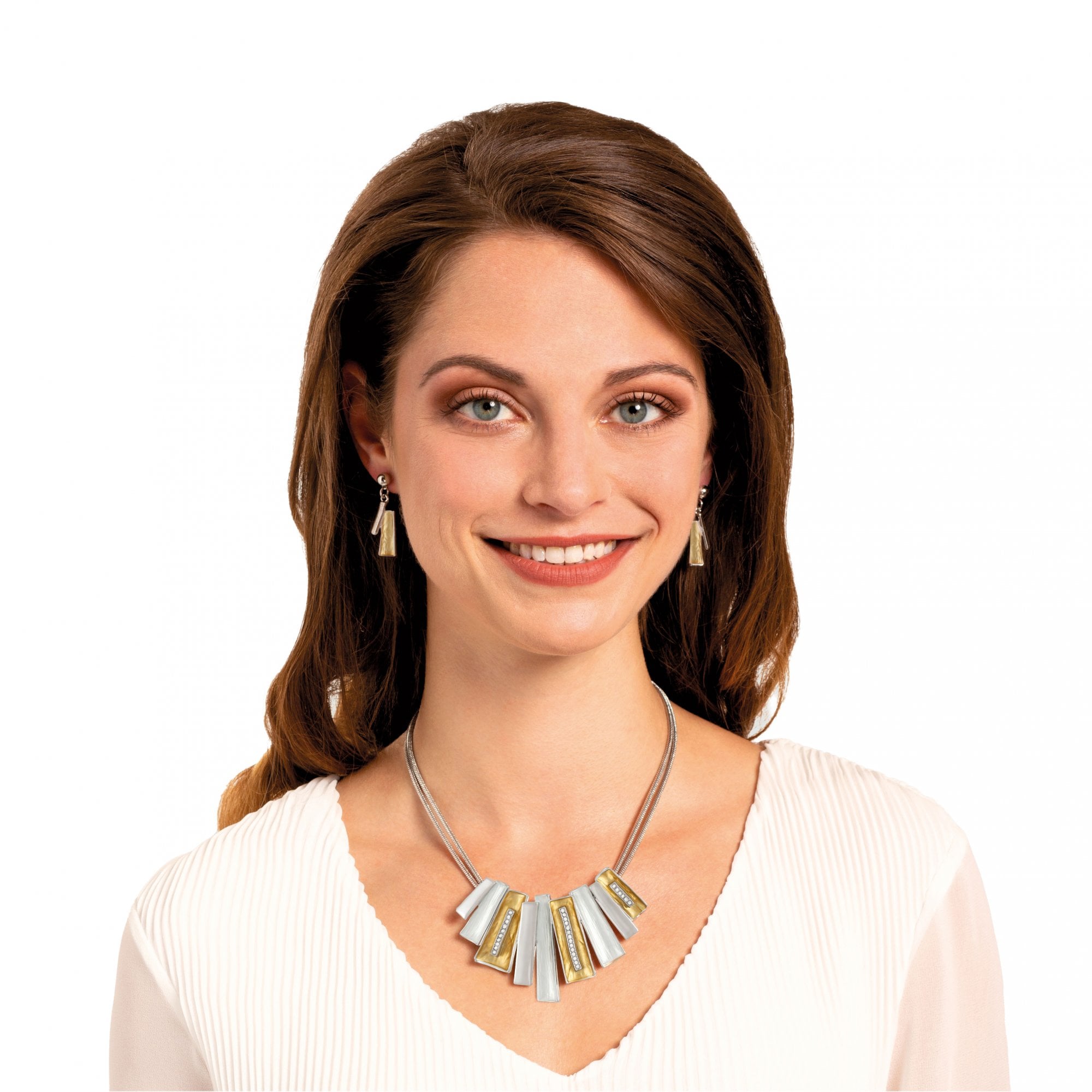 Contempo Gold and Silver Crystal Statement Necklace