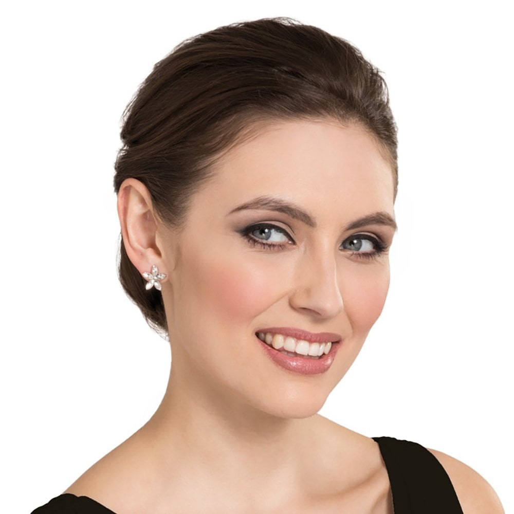 Grandiflora Crystal Floral Gold Tone Stud Pierced Earrings