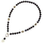 Serene Dark Blue Cats Eye Beaded Silver Tone Toggle Statement Necklace