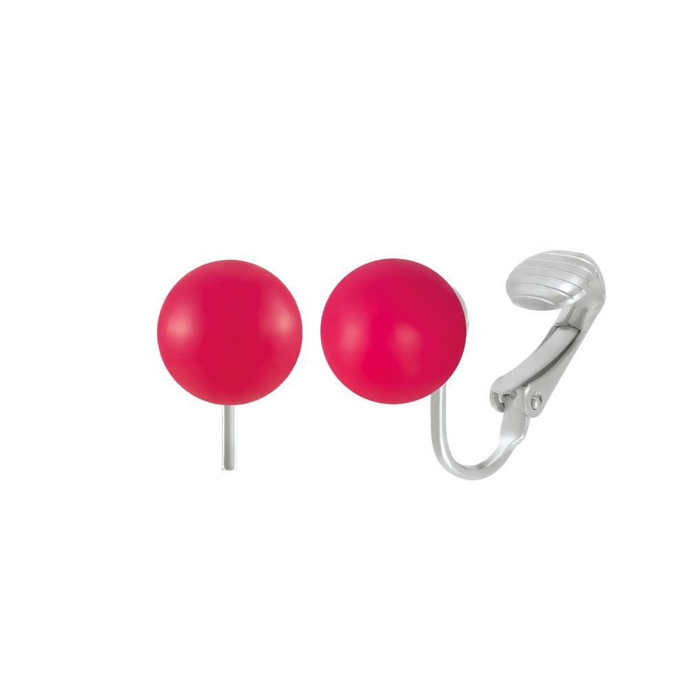 Belle Hot Pink South Sea Shell Pearl Silver Tone Clip On Earrings