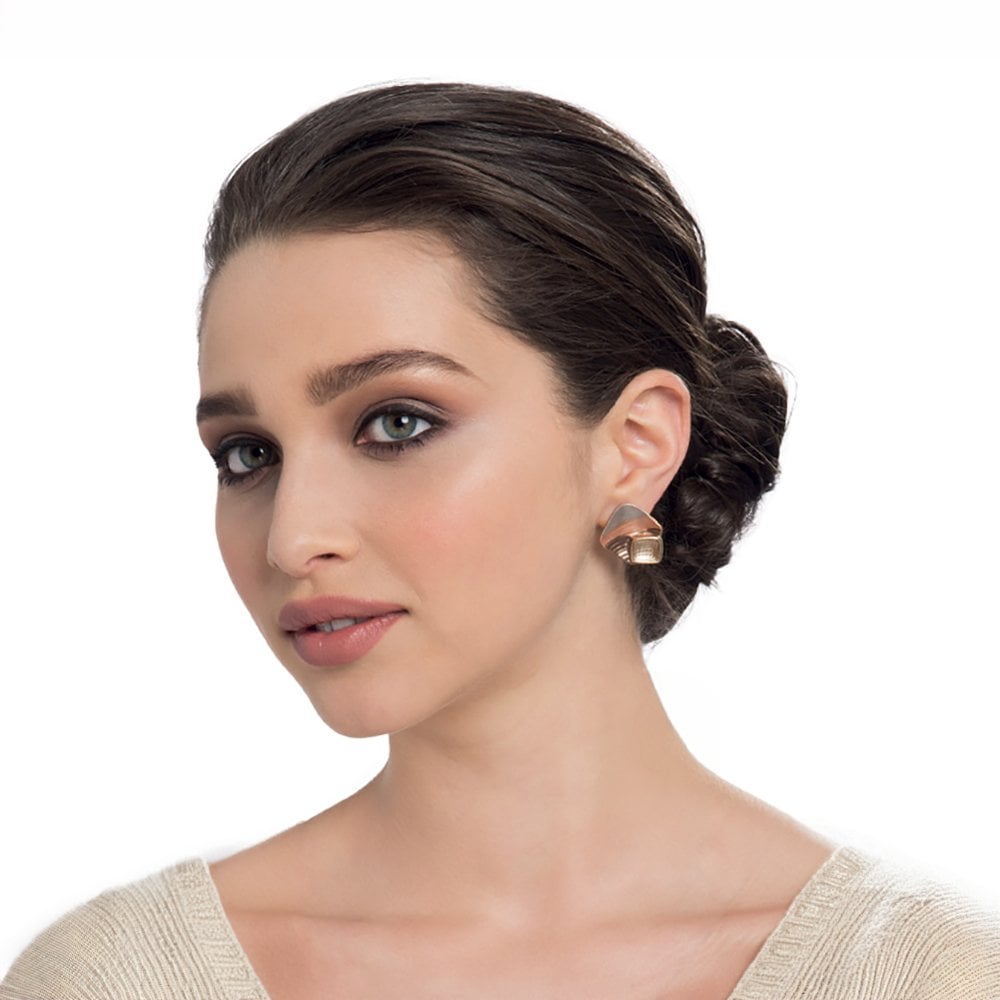 Cavalcade Brown Multi Enamel Gold Tone Stud Pierced Earrings