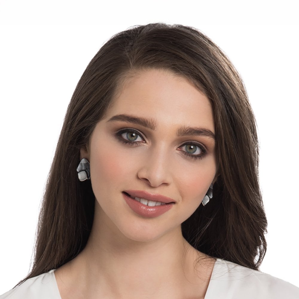 Cavalcade Grey Multi Enamel Silver Tone Stud Pierced Earrings