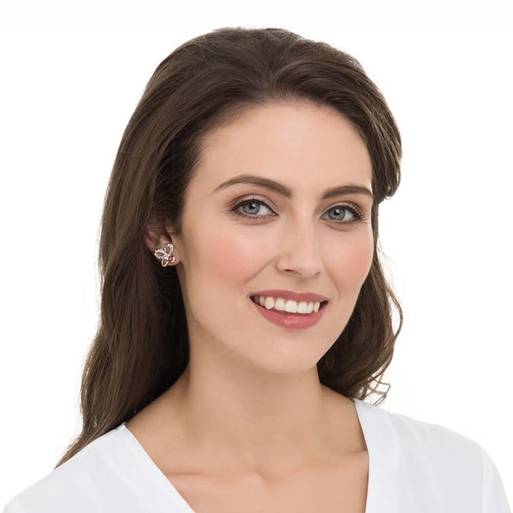 Fauna Clear Crystal Rose Gold Tone Stud Pierced Earrings