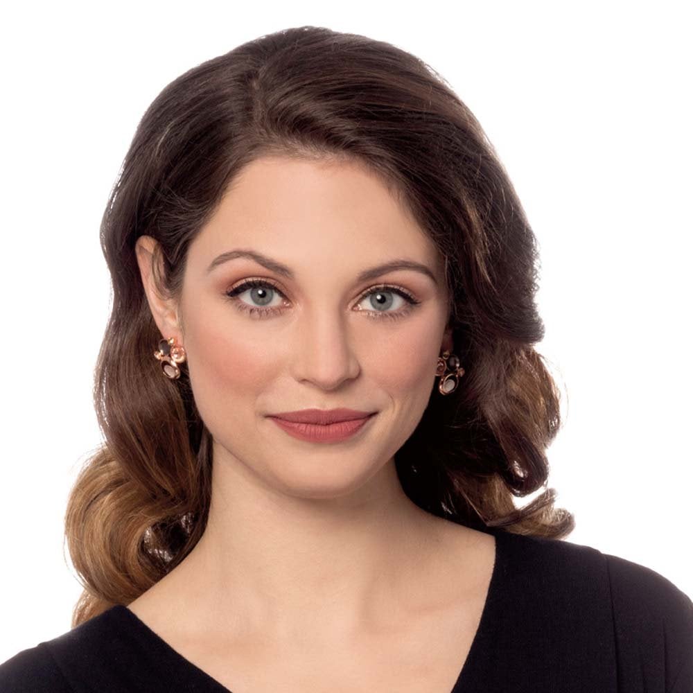 Vivacious Natural Multi Enamel and Crystal Rose Gold Tone Stud Pierced Earrings