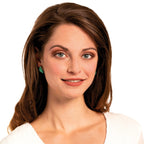 Haven Green Enamel Silver Tone Stud Pierced Earrings