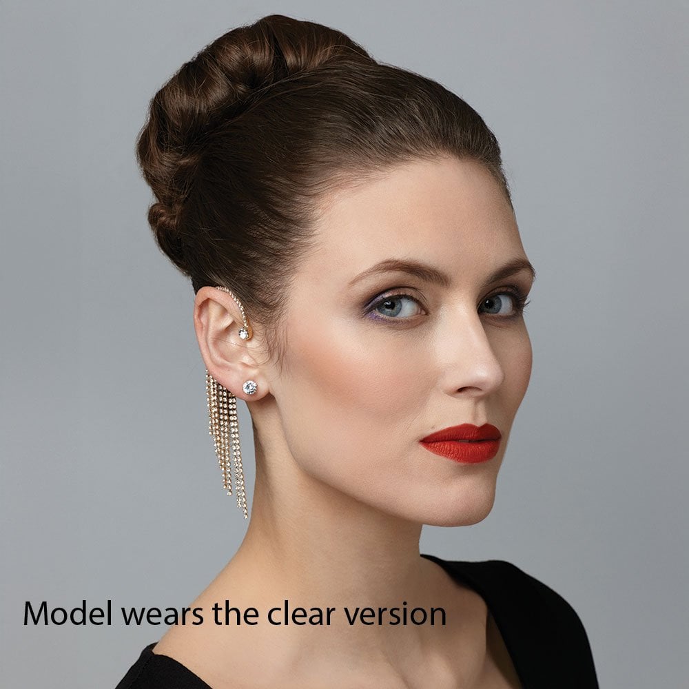 Diva Aqua Crystal Diamante Gold Tone Over Ear Cuff Earrings