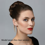 Diva Fuchsia Pink Crystal Diamante Silver Tone Over Ear Cuff Earrings