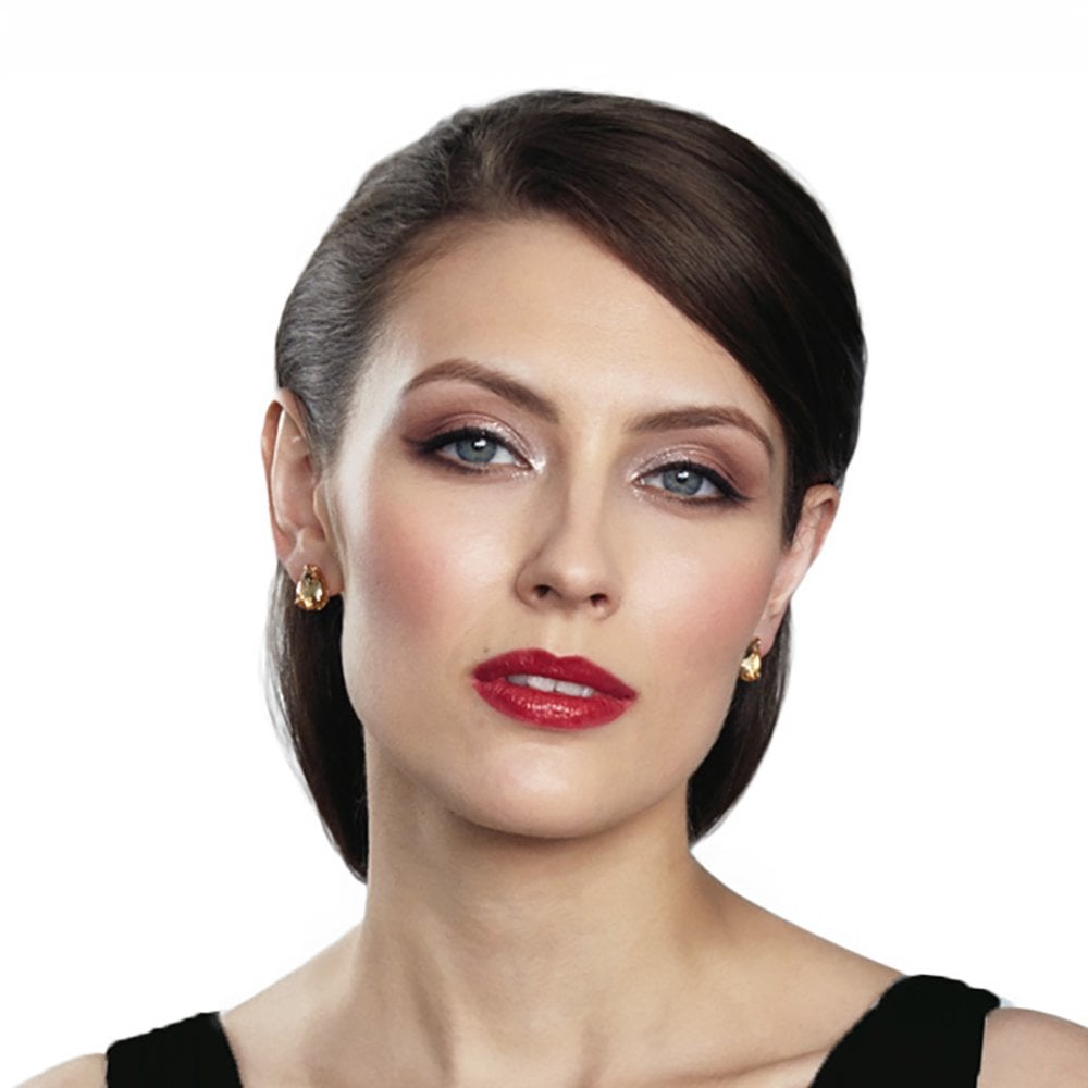 Seduction Teardrop AB Topaz Crystal Gold Tone Stud Pierced Earrings