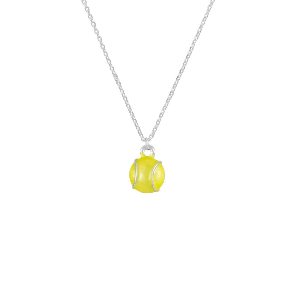 Anyone for Tennis Yellow Enamel Silver Tone Tennis Ball Pendant