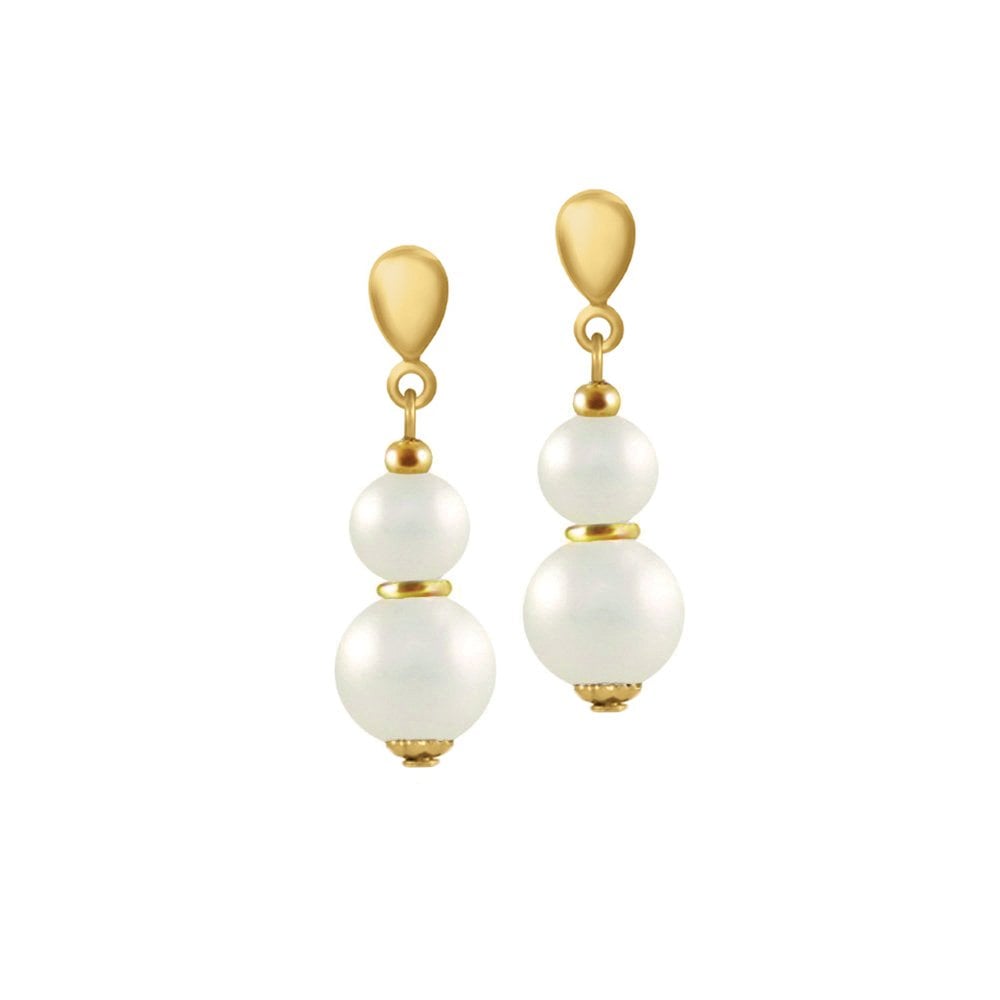 Delicate White Shell Pearl Gold Drop Clip on Earrings