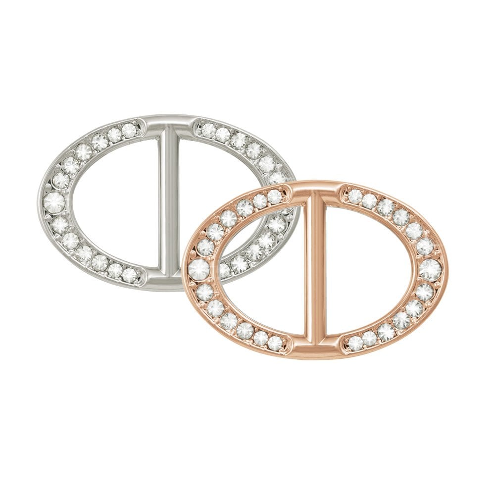 Legacy Crystal Platinum Tone/Rose Gold Tone Scarf/Sarong Ring (2 Pack)