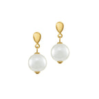 Duchy White Shell Pearl Gold Tone Drop Clip On Earrings