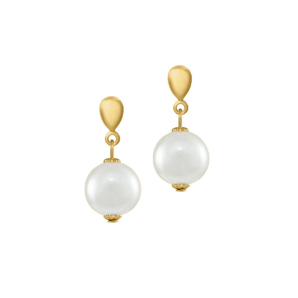 Duchy White Shell Pearl Gold Tone Drop Pierced Earrings