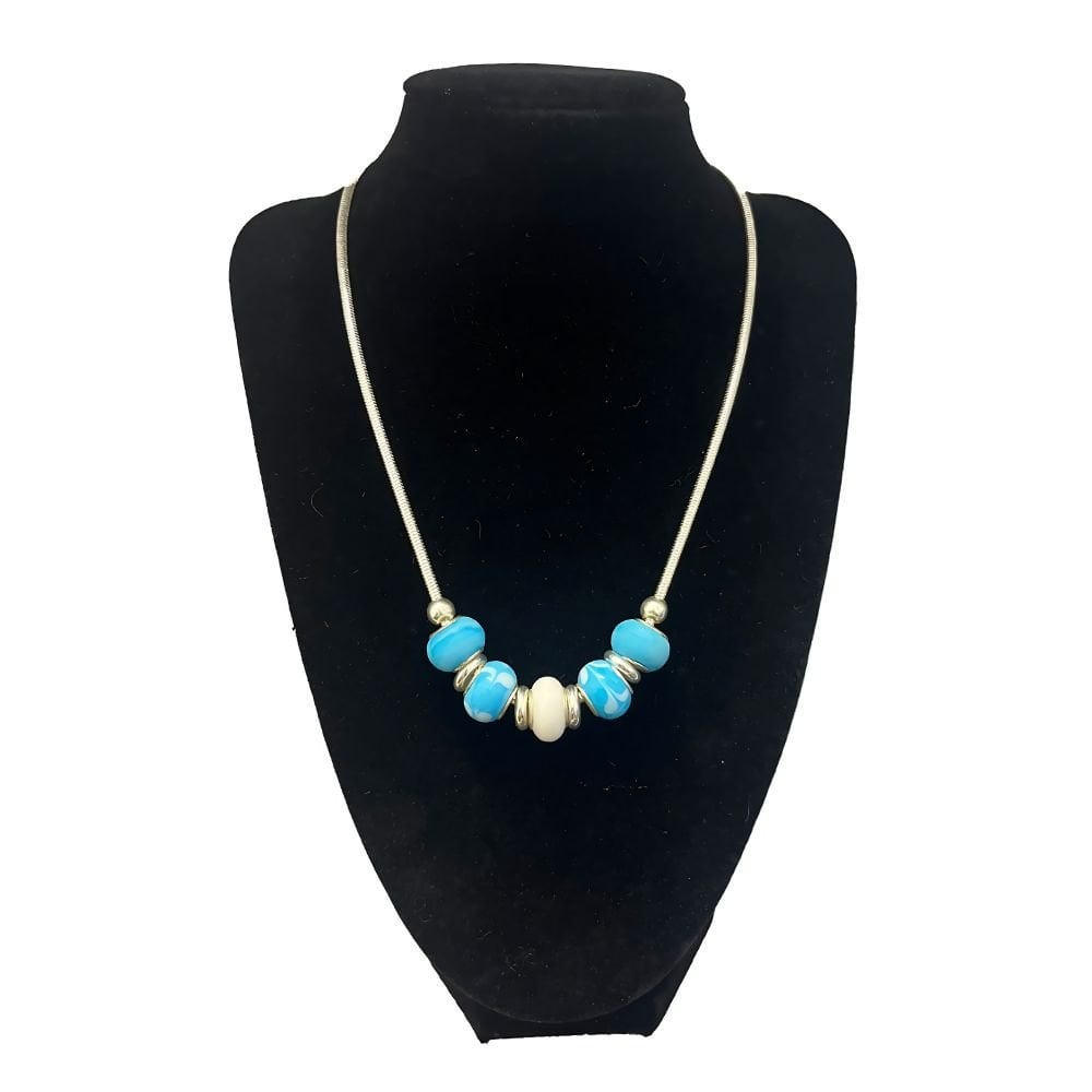 Dione Tranquility Turquoise Silver Tone Beaded Necklace