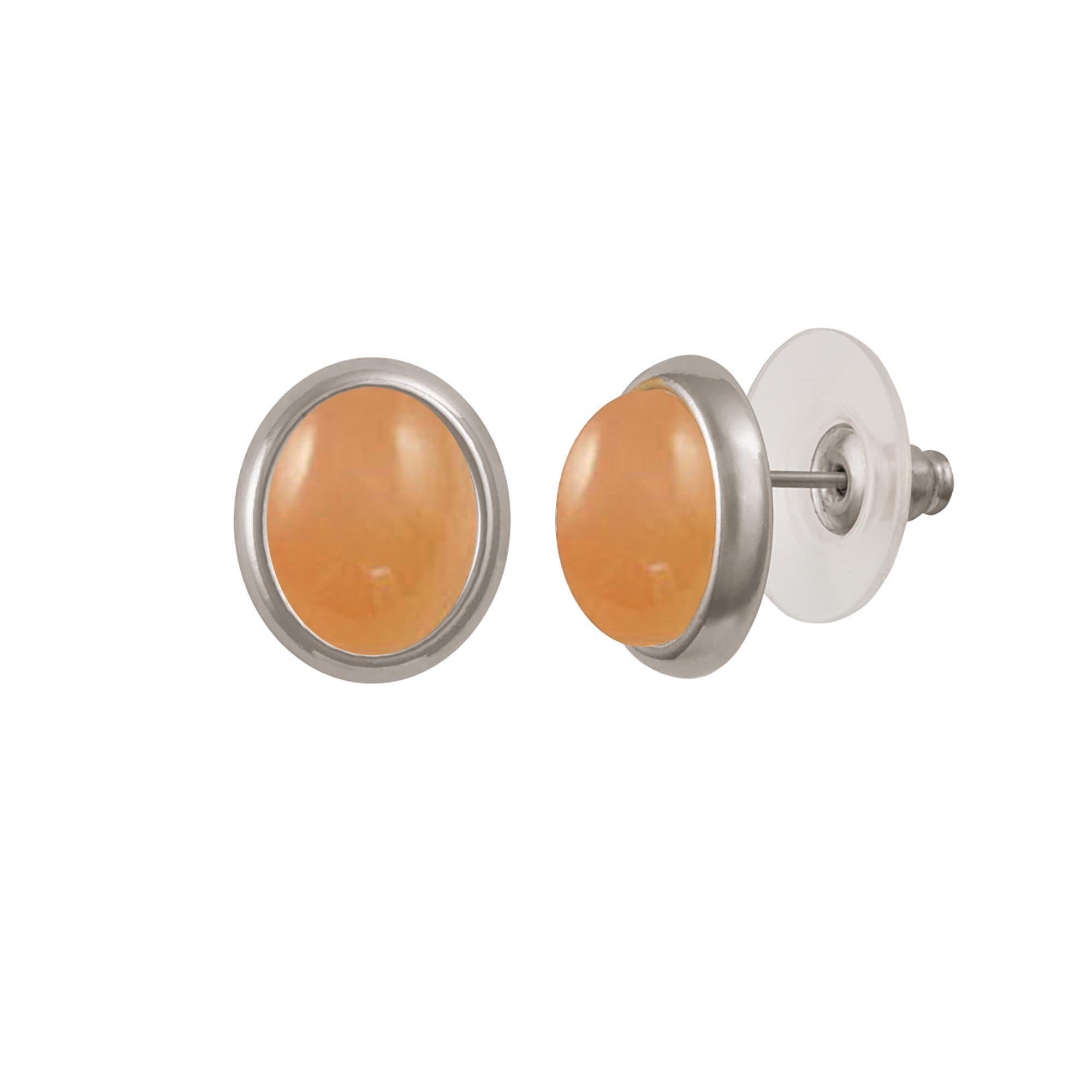 Minuet Peach Moonstone Silver Tone Stud Pierced Earrings