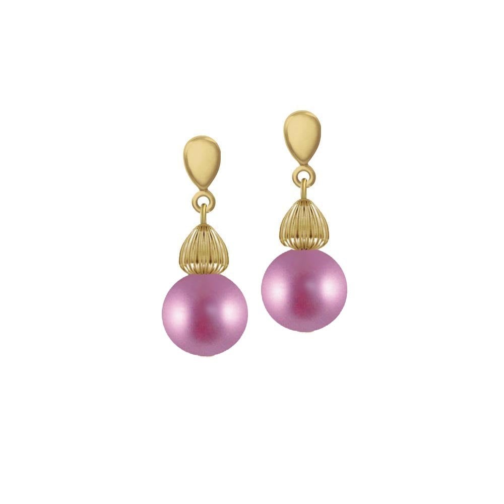 Solitaire Orchid Pearl Gold Tone Drop Clip On Earrings