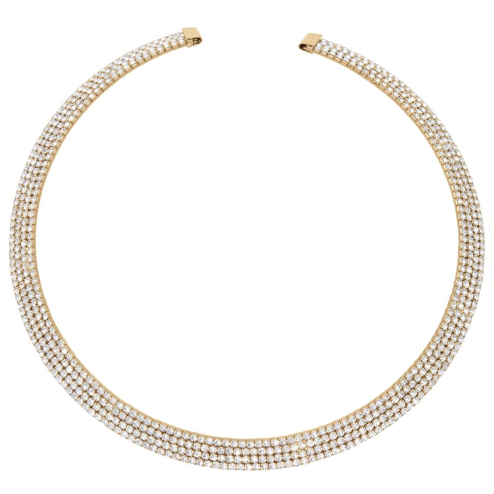 St Tropez Diamante Gold Tone Statement Collar Necklace