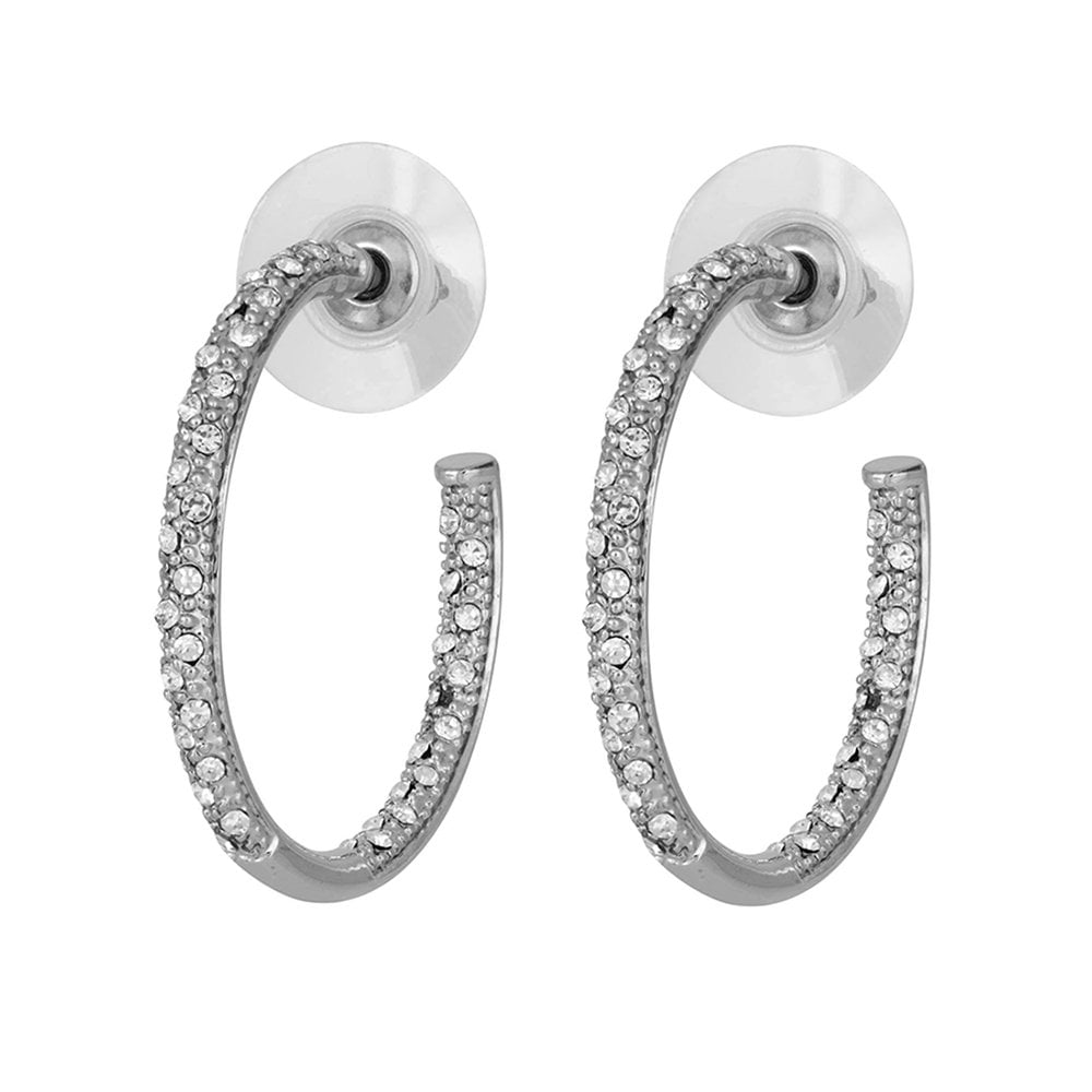 Silver Diamante Hoop Pierced Earrings