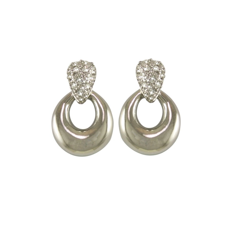 CIRO Delight Silver & Diamante Pierced Earrings