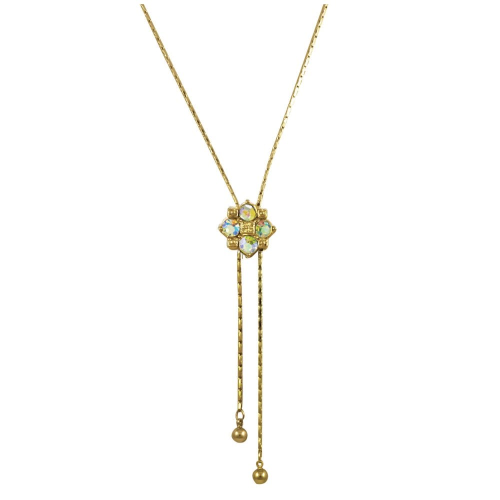 Whimsical Aurora Borealis Gold Tone Crystal Lariat Necklace