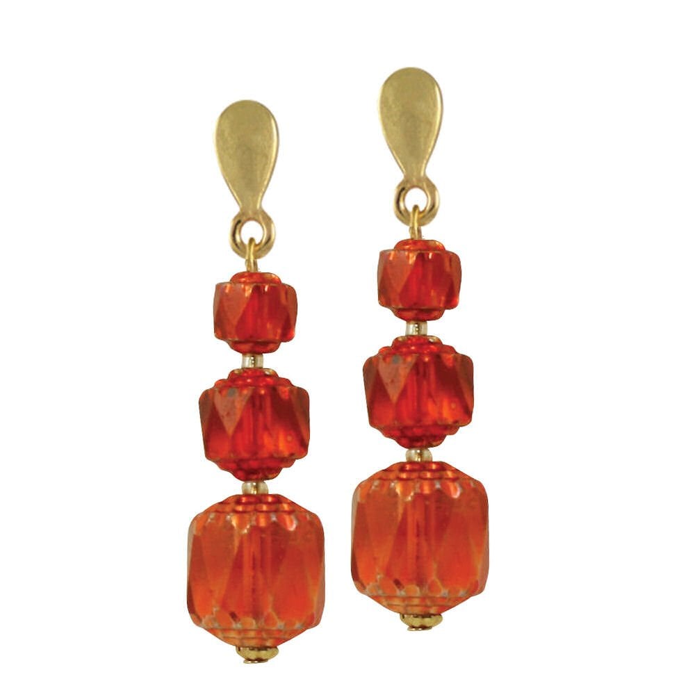 Charisma Burnished Orange Preciosa Crystal Drop Clip On Earrings