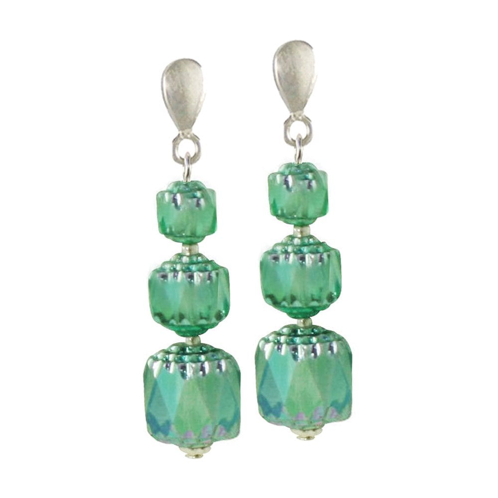 Charisma Light Teal Preciosa Crystal Drop Clip On Earrings