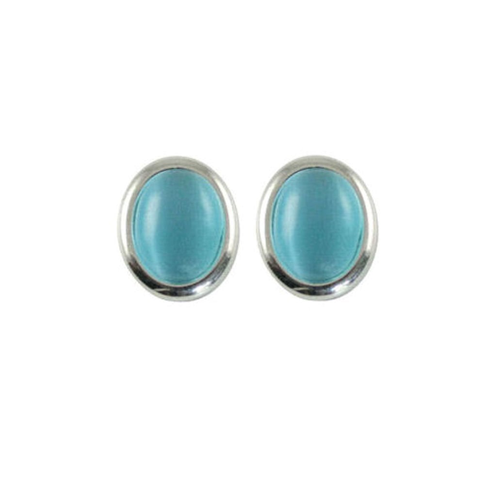 Minuet Turquoise Cat's Eye Silver Clip On Earrings