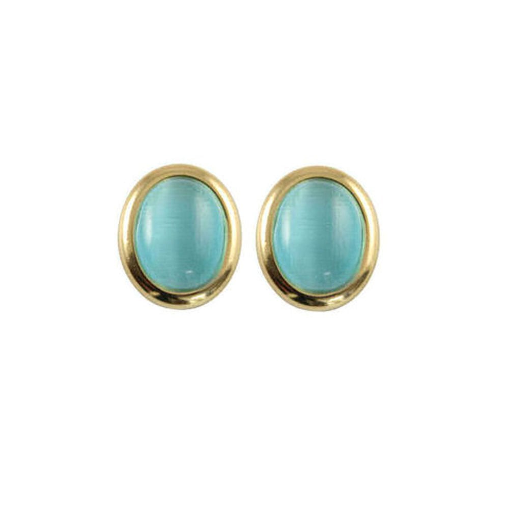 Minuet Turquoise Cat's Eye Gold Pierced Earrings
