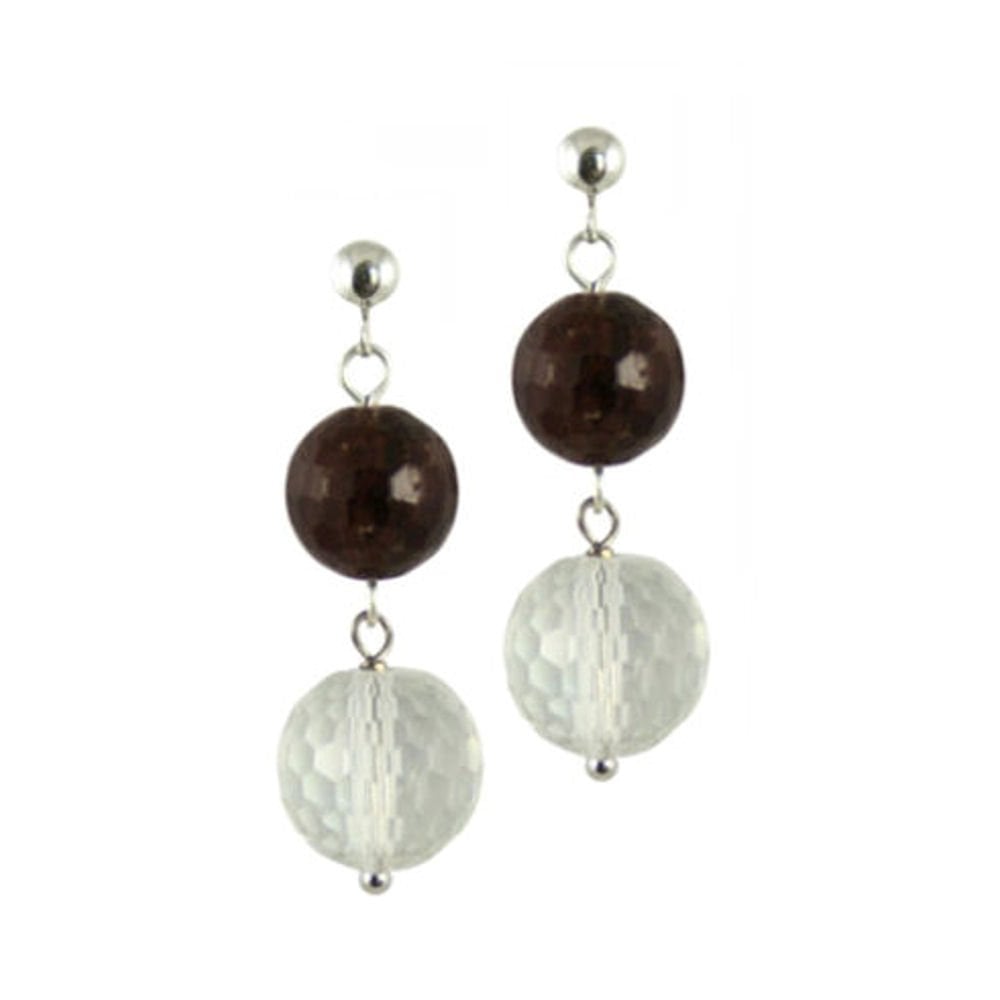 Sophisticated Garnet and Crystal Sterling Silver Drop Pierced Earrings