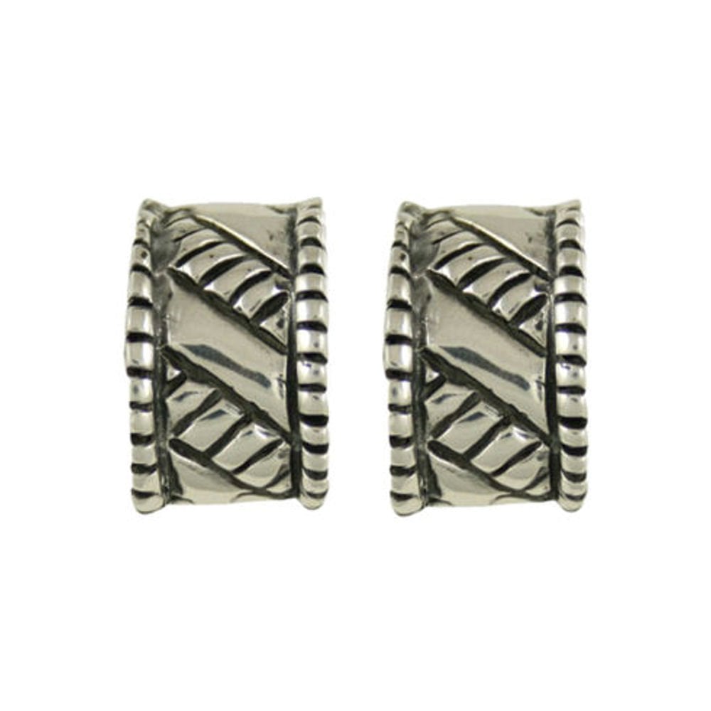 Oblique Half Hoop Sterling Silver Pierced Earrings