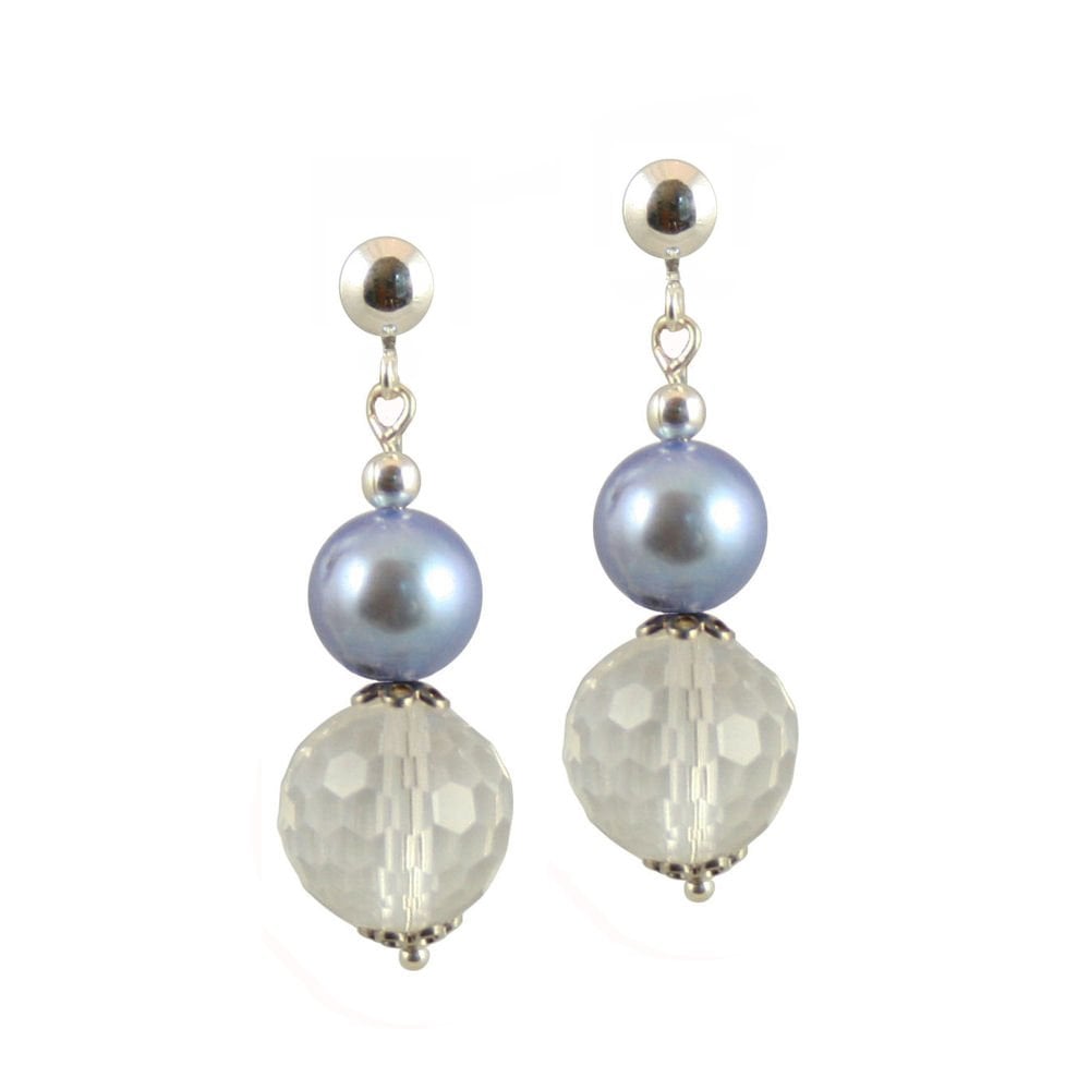 Rhapsody Blue Freshwater Pearl and Crystal Pierced Earrings