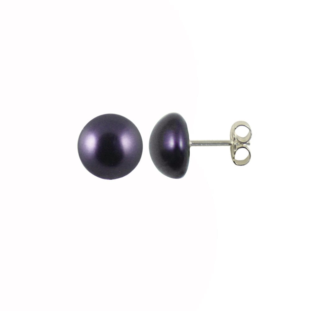 Ethereal Deep Purple Swarovski Pearl Stud Pierced Earrings