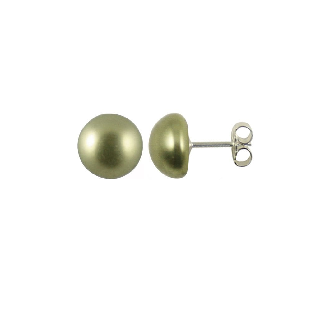 Ethereal Light Green Swarovski Pearl Stud Pierced Earrings