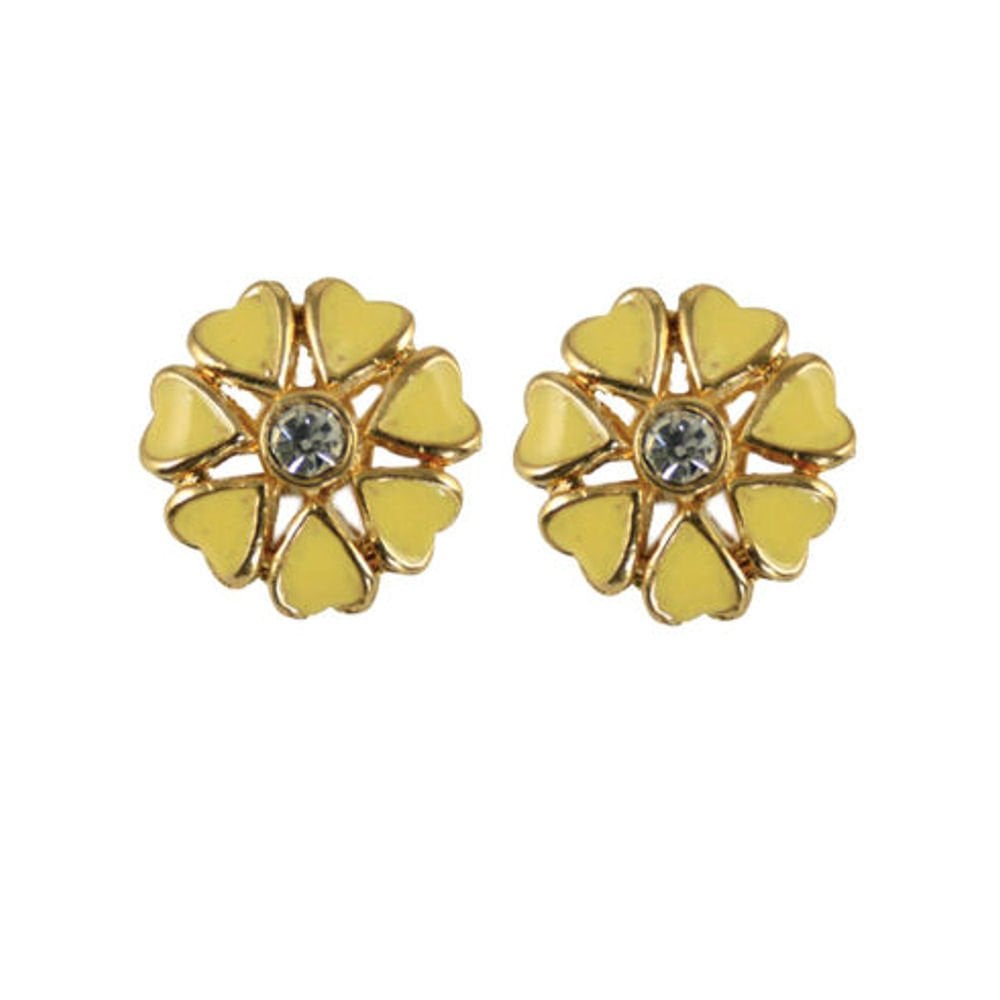 Casino Royale Yellow Enamel Clip On Earrings