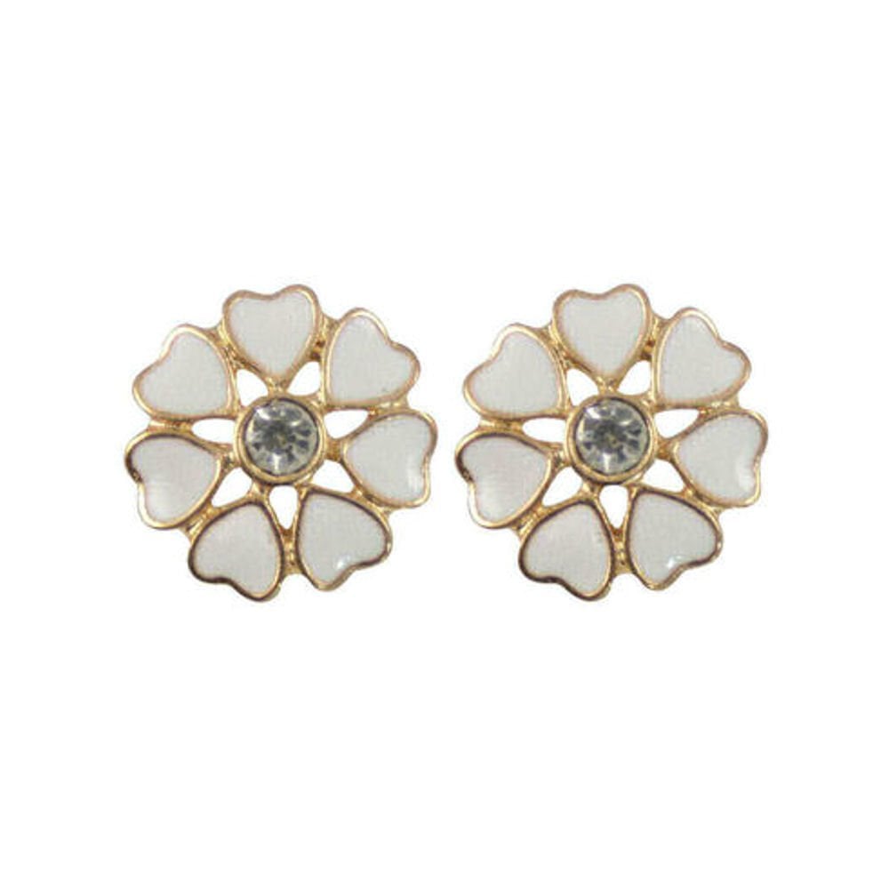 Royale White Enamel Clip On Earrings