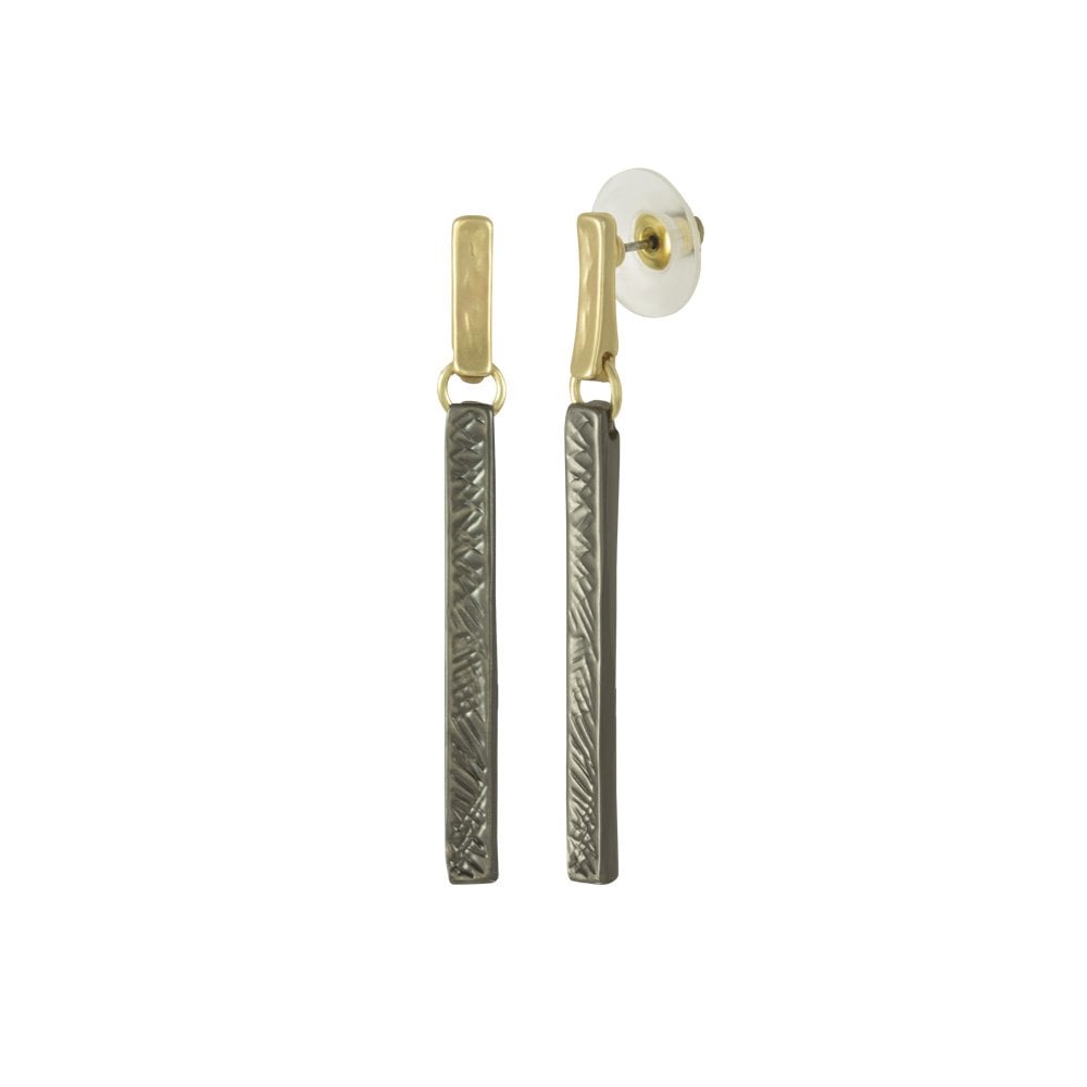 Impressions Matte Two Tone Gold and Gunmetal Drop Pierced Earrings