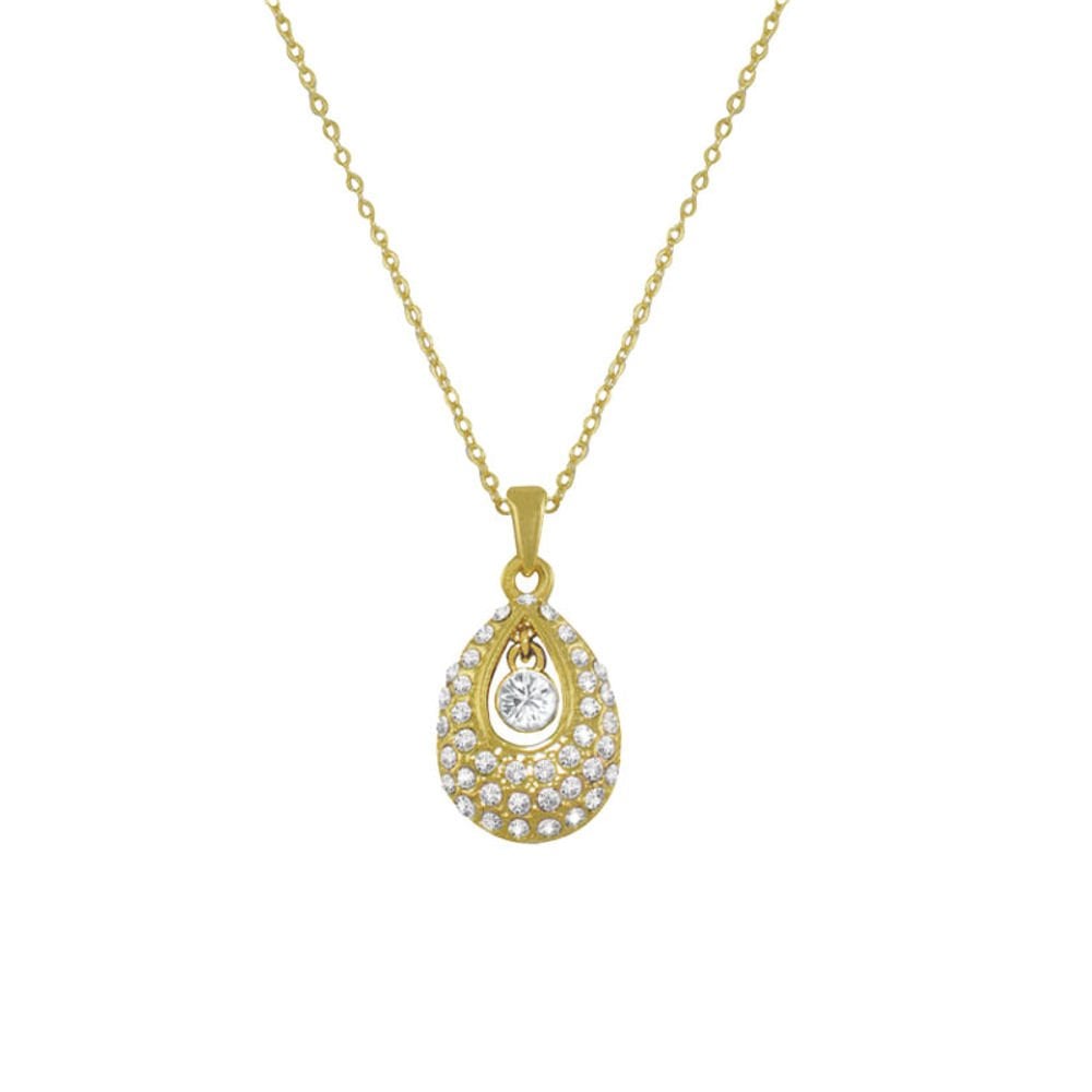 Bliss Clear Austrian Crystal Gold Tone Pendant Necklace