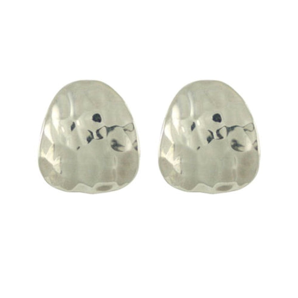 Shield Hammered Sterling Silver Pierced Earrings