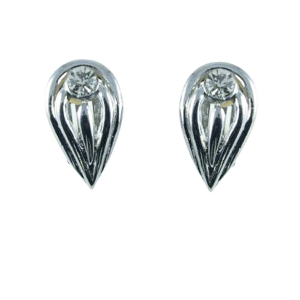 Contour Silver Tone Clear Crystal Clip On Earrings
