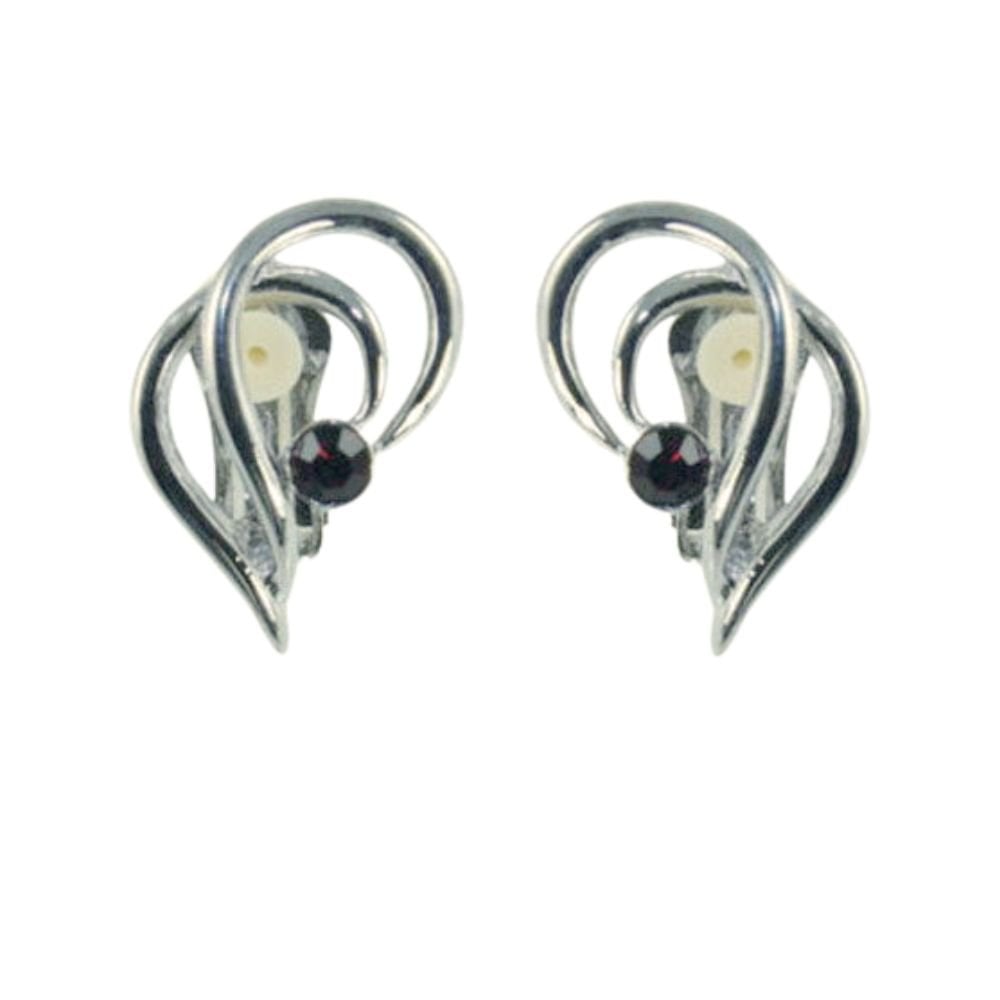 Stave Silver Tone Red Crystal Clip On Earrings